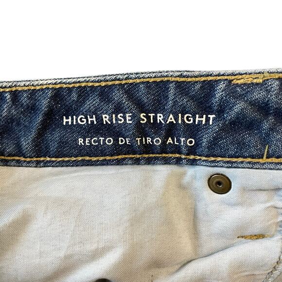 Universal Thread Jeans Womens Size 12 Blue High Rise Straight Raw Edge Denim - Picture 8 of 11